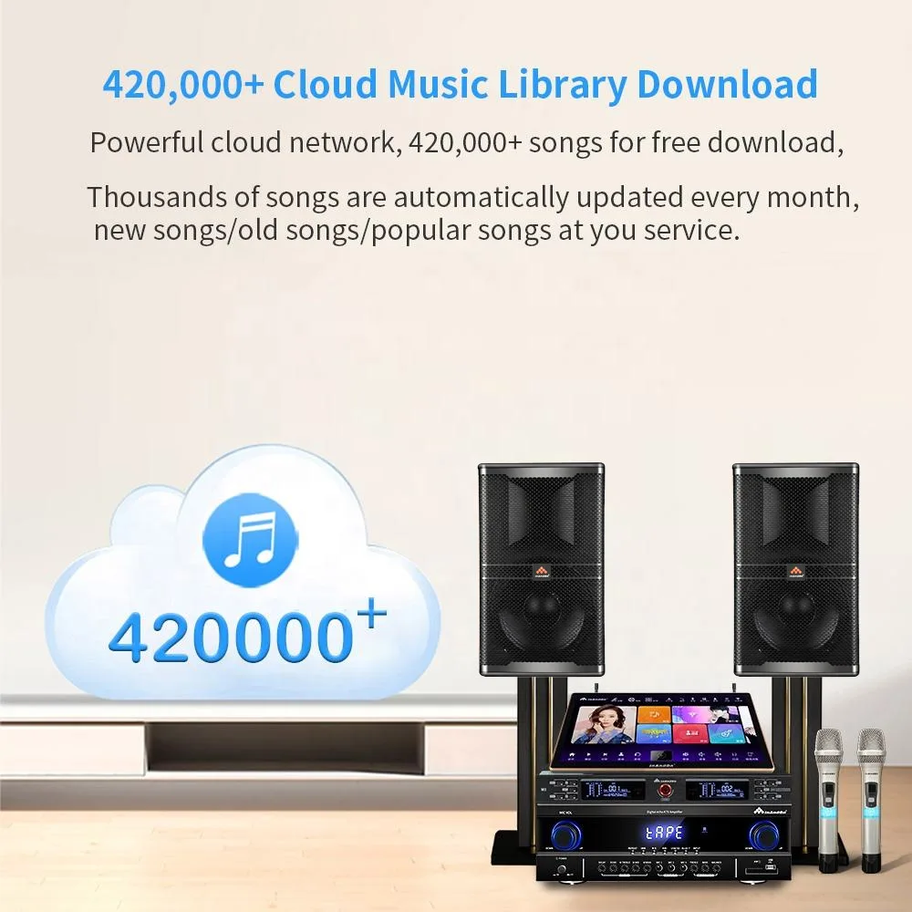Inandon Portable Home Karaoke System with 2TB Song Library Wireless Microphones Powerful Speakers for Family Party Entertainment
