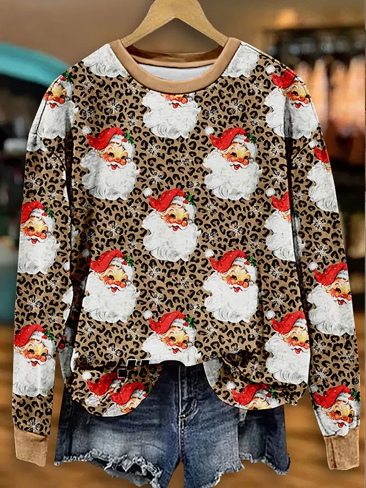 Cute Santa Leopard Print Sweatshirt