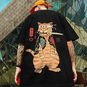 Kaus Pria Hewan 3D Tengkorak Prajurit Kucing Gambar Pakaian Pria Kaus Kebesaran Longgar Lengan Pendek Kasual Musim Panas Kaus Atasan Harajuku 10 kucing prajurit penjualan terbaik - №