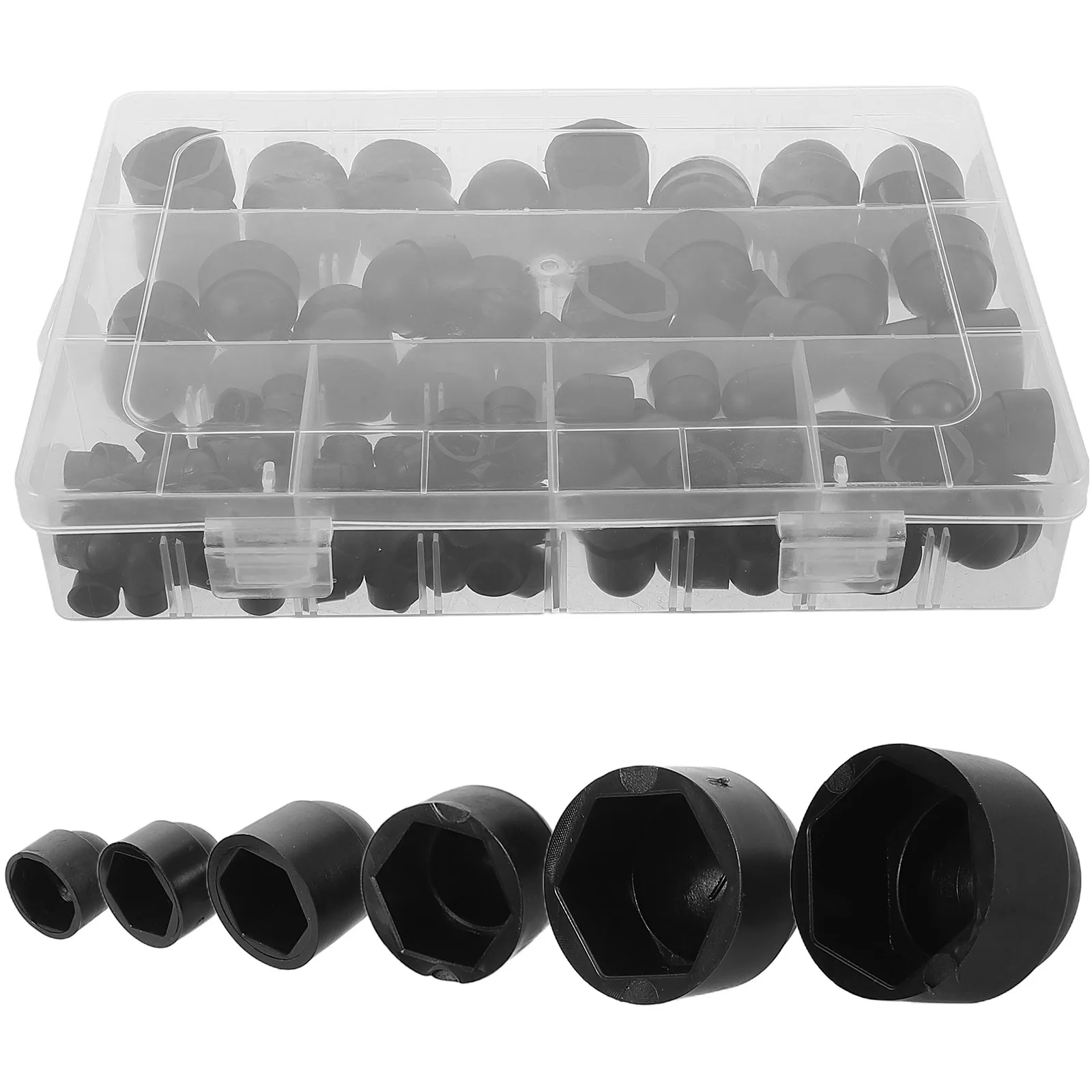 

145Pcs Hexagonal Nut Covers Black Protective Cap Set for Bolts Screw Dust Covers Light Fixtures Furniture Outdoor Use