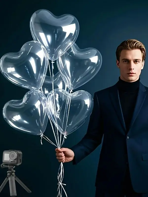 20 transparente herzförmige Latexballons – perfekt für den Valentinstag, Geburtstage, Hochzeiten, Jubiläumsveranstaltungen – Detail 2