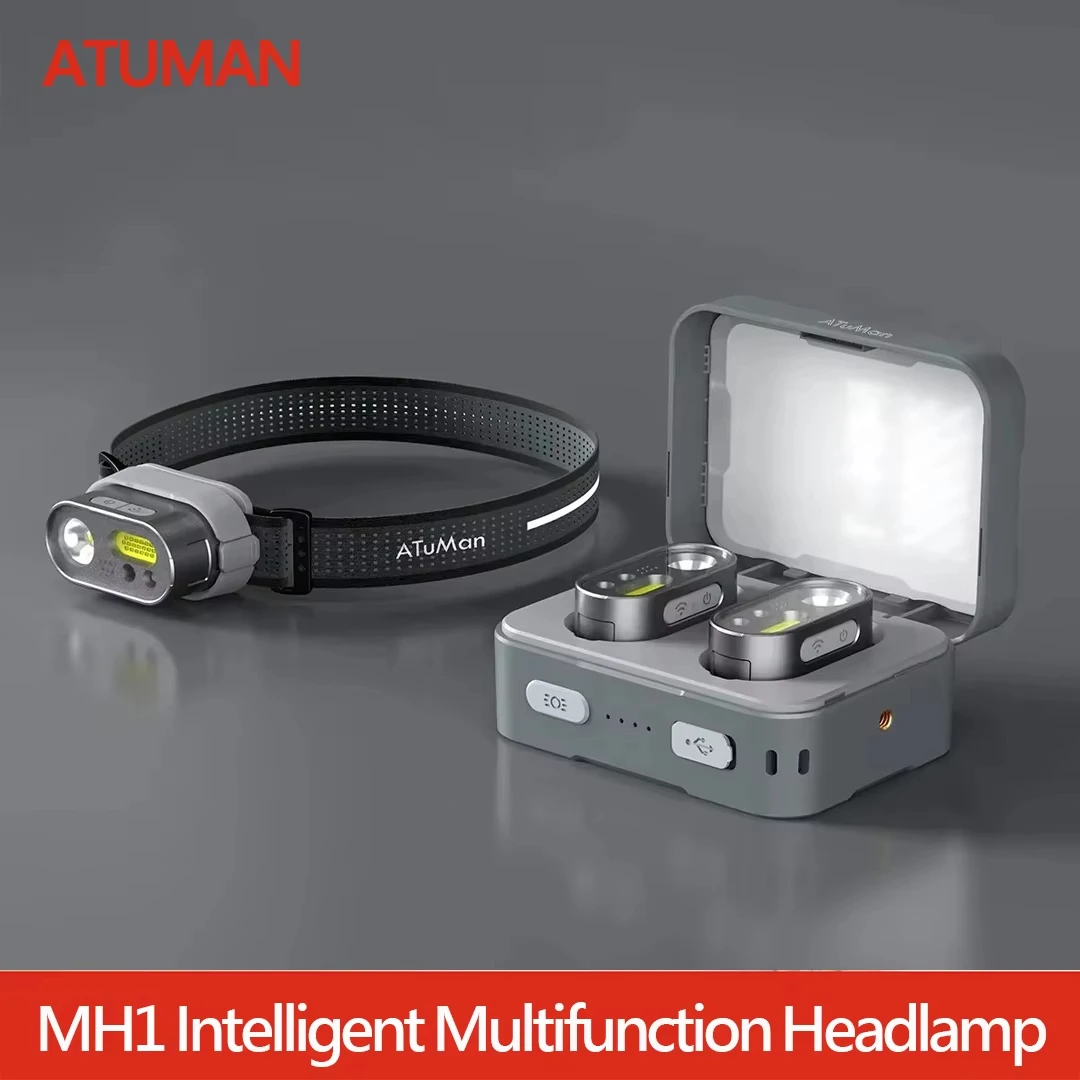 

Многофункциональный налобный фонарь ATuMan DUKA MH1 с USB-зарядкой, портативный, мощный, светодиодный COB, с датчиком движения