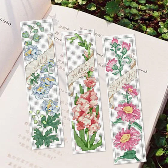 DIY Craft Stich Cross Stitch Bookmark Months Plastic Fabric Needlework Embroidery Crafts Counted Cross-Stitching Kit