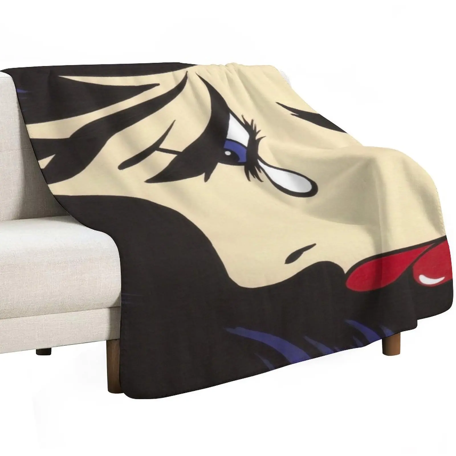 Black Curl Crying Comic Girl Throw Blanket Giant Sofa christmas gifts For Sofa Thin Bed Fashionable Cute Shaggy Blankets