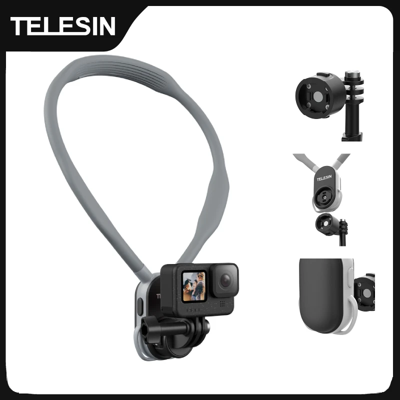 TELESIN Quick Release silikonowy uchwyt na szyję magnetyczny uchwyt do GoPro Hero Insta360 DJI Osmo akcesoria do kamer akcji