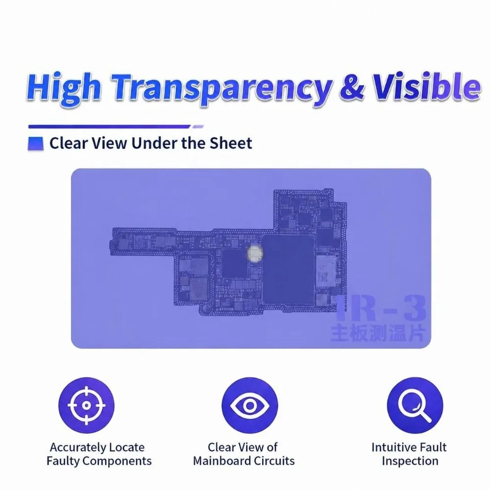 IR‑3 Short-Circuit Finder Pad Silicone Instant Locate Motherboard Short Circuit Fault Test Pad 35℃ Color Change Reusable
