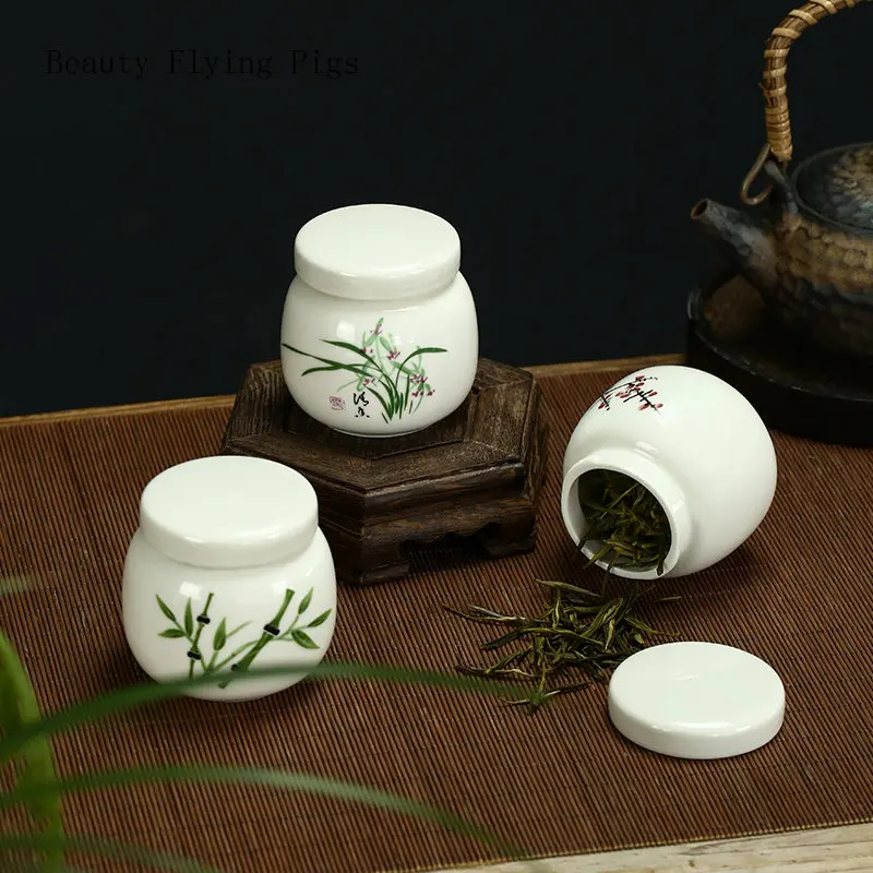 6.2x6.3cm Ceramic sealed tank ointment and cream tank lotion bottle pill tea storage tank sugar coffee tea containers