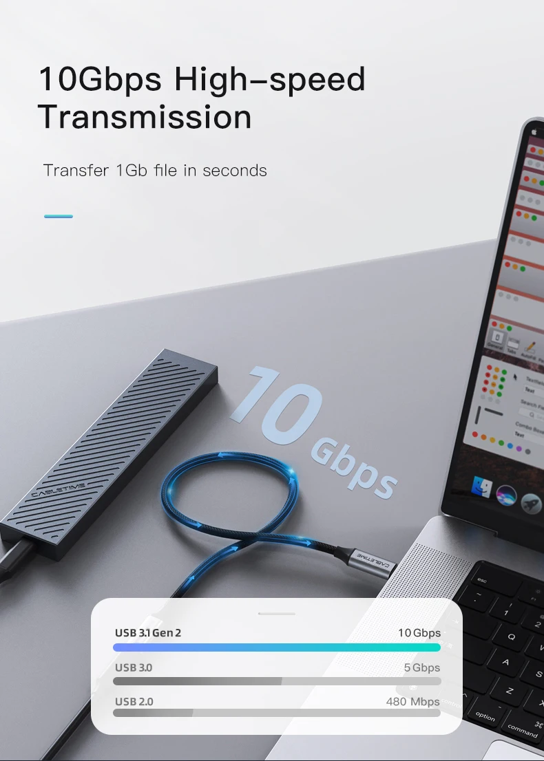 CABLETIME USB-C Verlängerungskabel Typ C Gen 2 Verlängerungskabel 4K 60Hz PD100W 10Gbps für Macbook Laptop iPhone Verlängerungskabel – Detail 3
