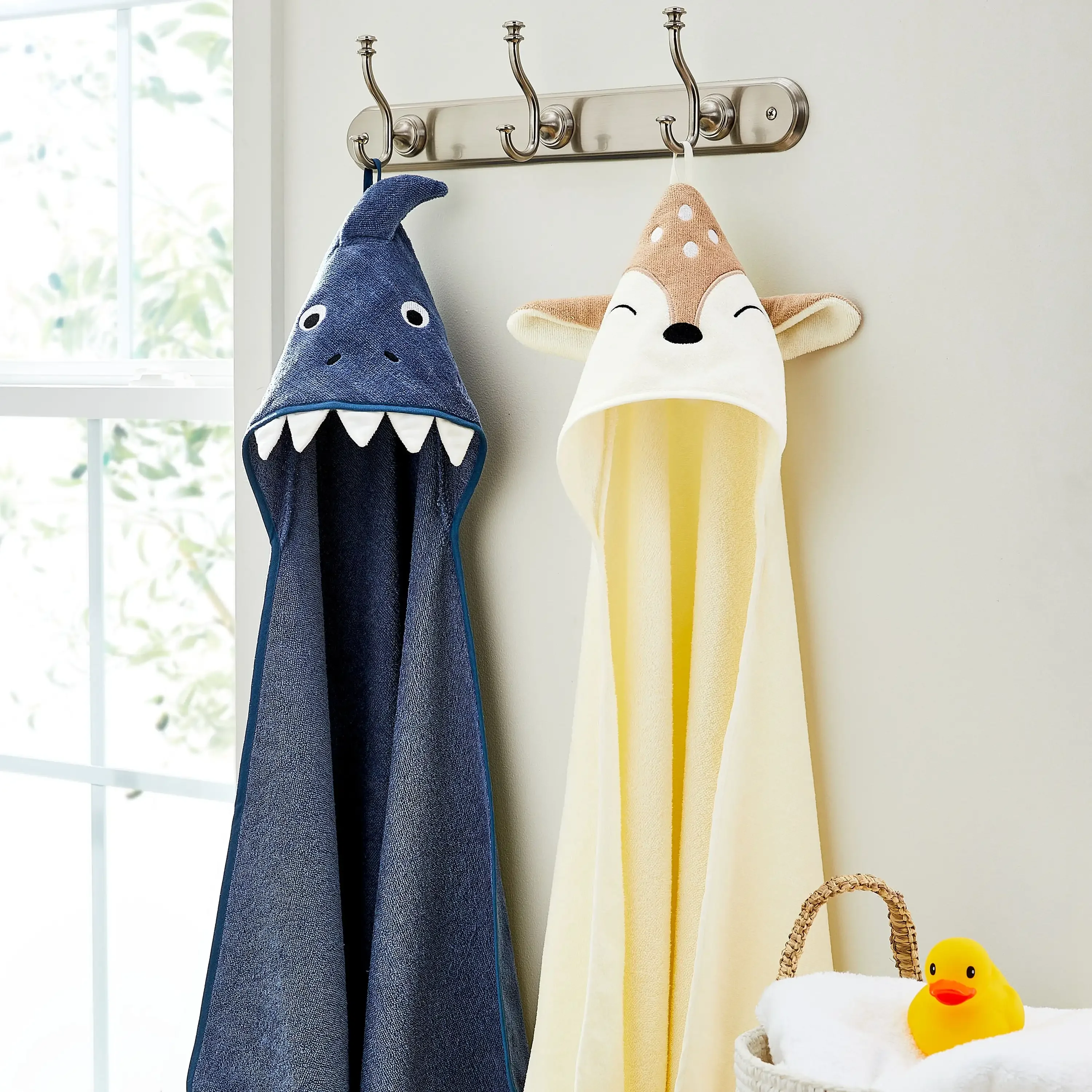 Hooded Towel, 100% Cotton, Deer Pattern, 30 in X 30 in