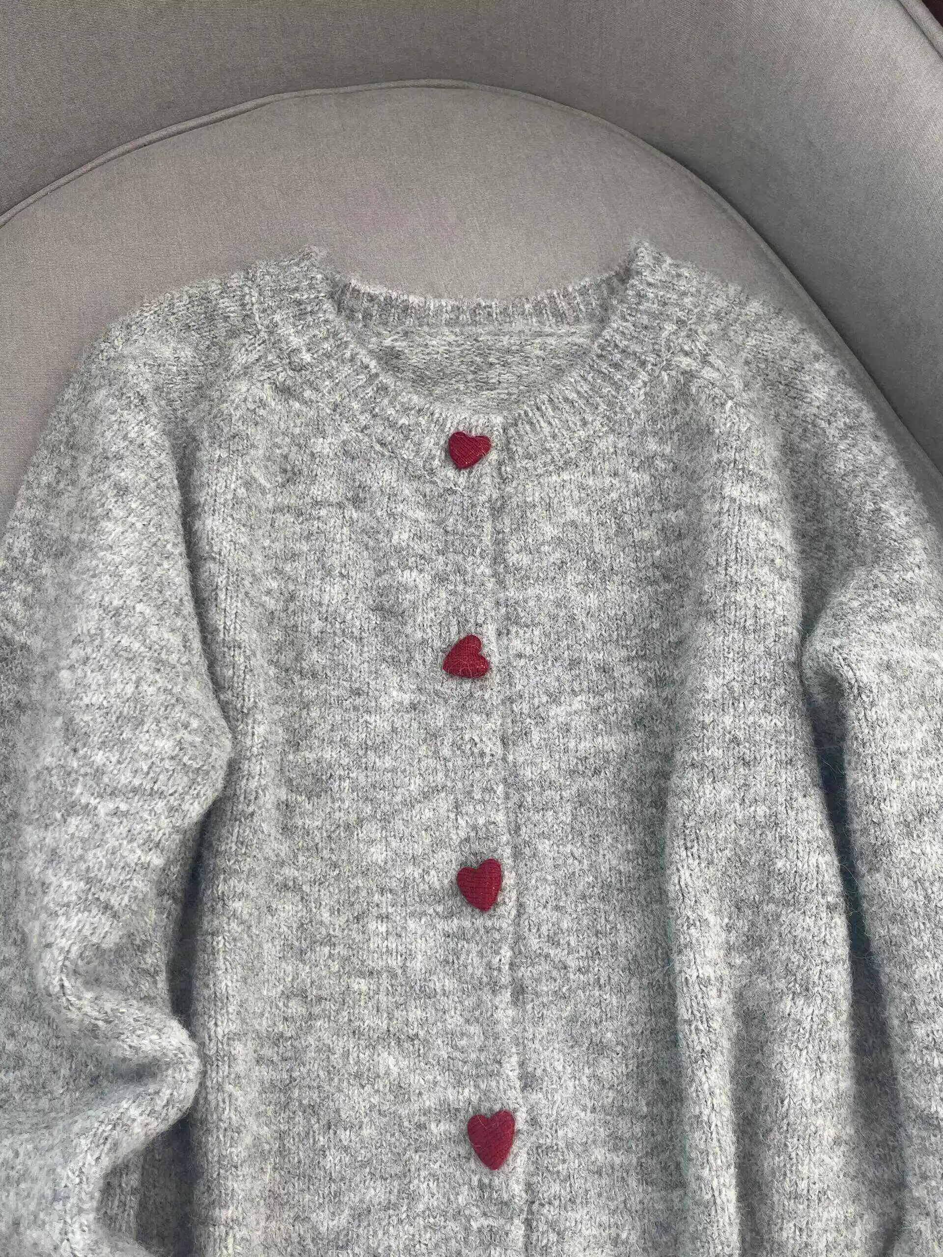 Vrouwen Grijs O-hals Vest Gebreide Trui Harajuku 2000s Vintage Y2k Oversize Lange Mouwen Patchwork Kasjmier Truien Kleding