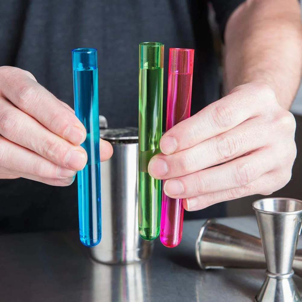 

10Pcs Cocktail Test Tubes Acrylic Round Bottom Liquid Storage for Bartender Bar Nightclub Party Supplies Test Tubes
