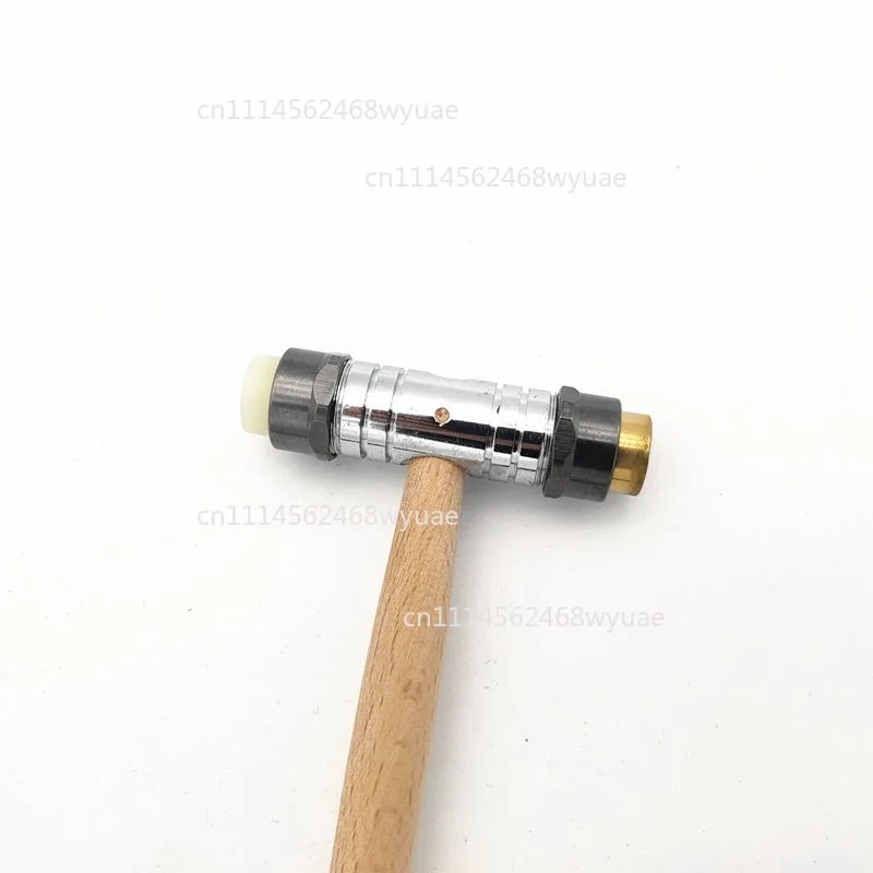 Watch Repair Tool Hammer 2 in 1 Brass Plastic Head Mallet with Wood Hand for Watchmakers