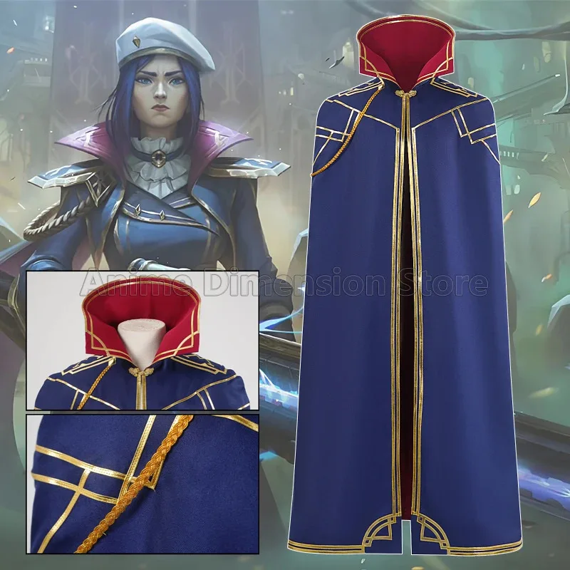 LoL Anime Arcane Caitlyn Kiramman disfraces Cosplay capa azul uniforme de Carnaval de Halloween para mujeres niñas eo] 5