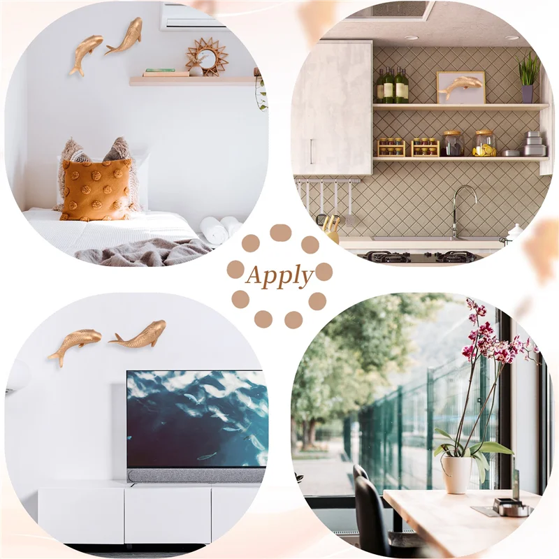 LICE-2 pezzi in resina carpa pesce dorato appeso a parete ornamento personalità figurine di pesce per la decorazione della parete di sfondo del ristorante di casa