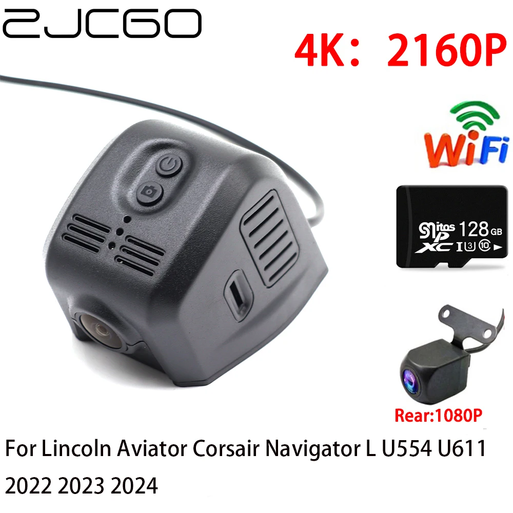 ZJCGO 2K 4K Car DVR Dash Cam Wifi Front Rear Camera 2 Lens 24h for  Lincoln Aviator Corsair Navigator L U554 U611 2022 2023 2024