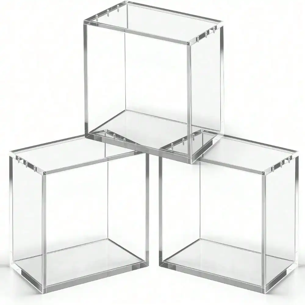 ETB Clear Magnetic Acrylic Display Case, 8mm Base & 5mm Side UV Resistant Protector Box, One-Hand Easy Top Loading Magnetic Closure, Dustproof Waterproof Stackable Card Holder For Sealed Booster Boxes (1 Pack)