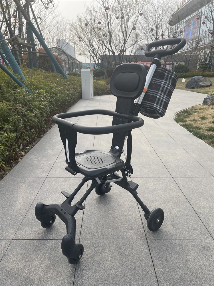 The stroller is ultra-light and folds for easy two-way travel