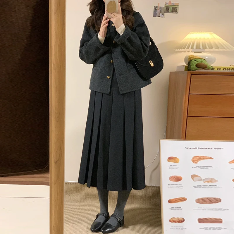 UNXX Tweed-inspired Preppy Style Dress, 2023 Autumn/winter New Women\'s Petite Long Dress Two-piece Set, Sophisticated Look Sweet