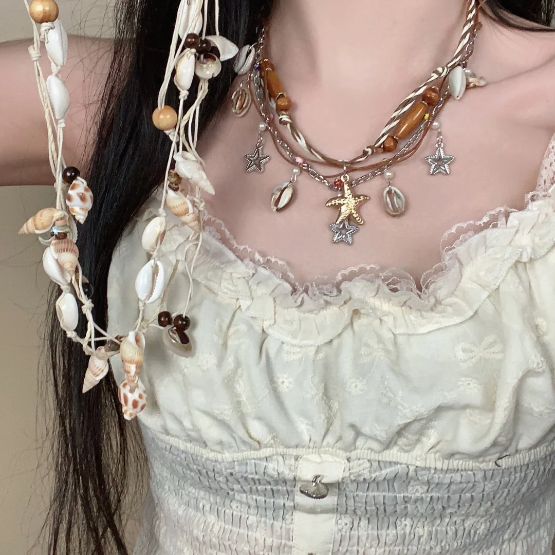

DUTRIEUX Beach Charm Starfish Pendants Choker For Men Women Trendy Y2K Bohemia Style Necklace Vintage Clavicle Chain Jewelry