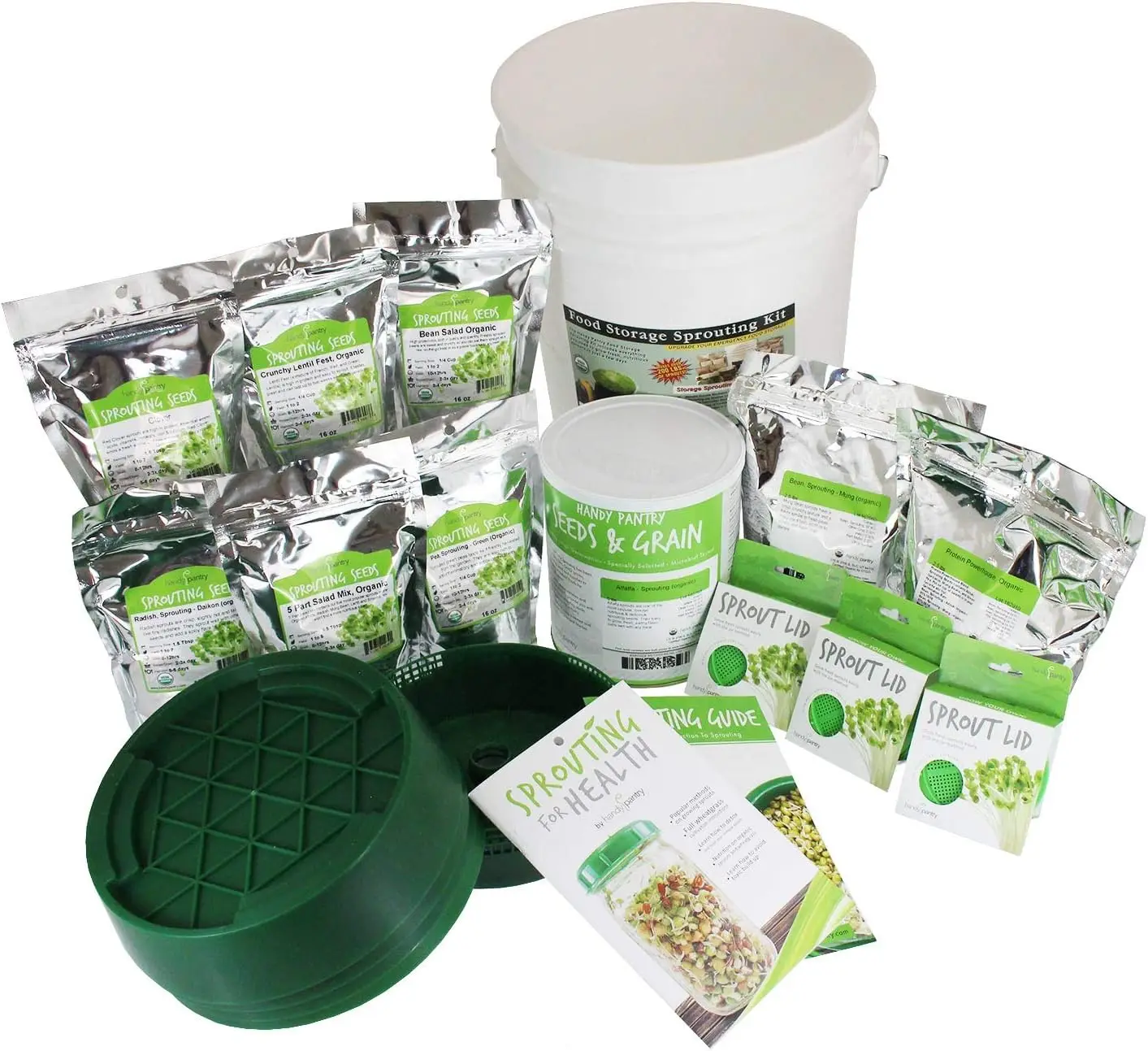 

Handy Pantry Food Storage Sprouting Kit - Certified Organic - Add Growing Sprouts To Your Emergency Preparedness Supplies