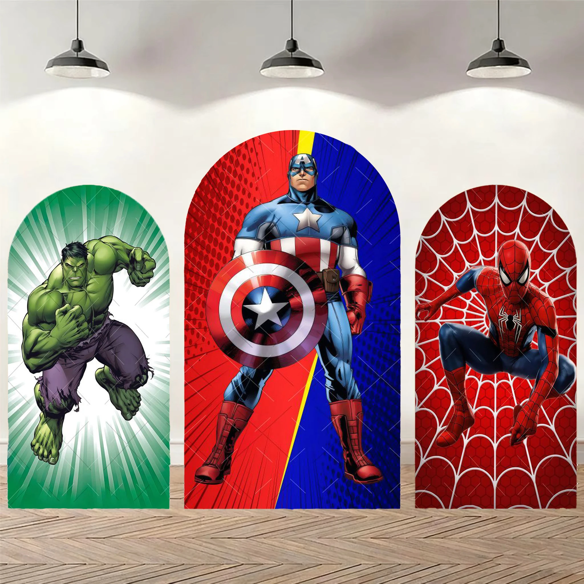 Fondo Decorativo de Arco de Iron Man, Hulk y Spider-Man para Fiestas de Cumpleaños Infantiles, Personalizable con Nombre, Decoración para Baby Shower