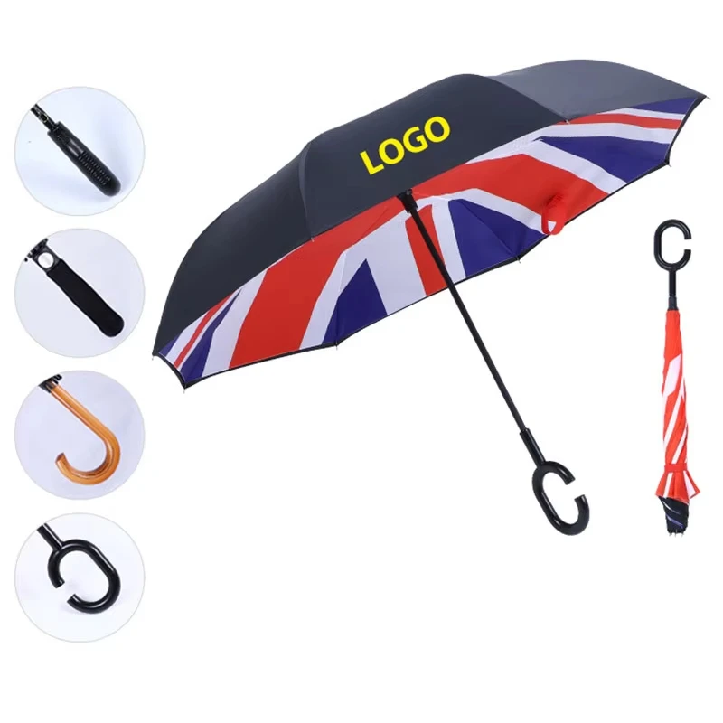 

Full fiberglass strong windproof auto double layers windproof large canopy custom golf umbrella with advertising for promotional