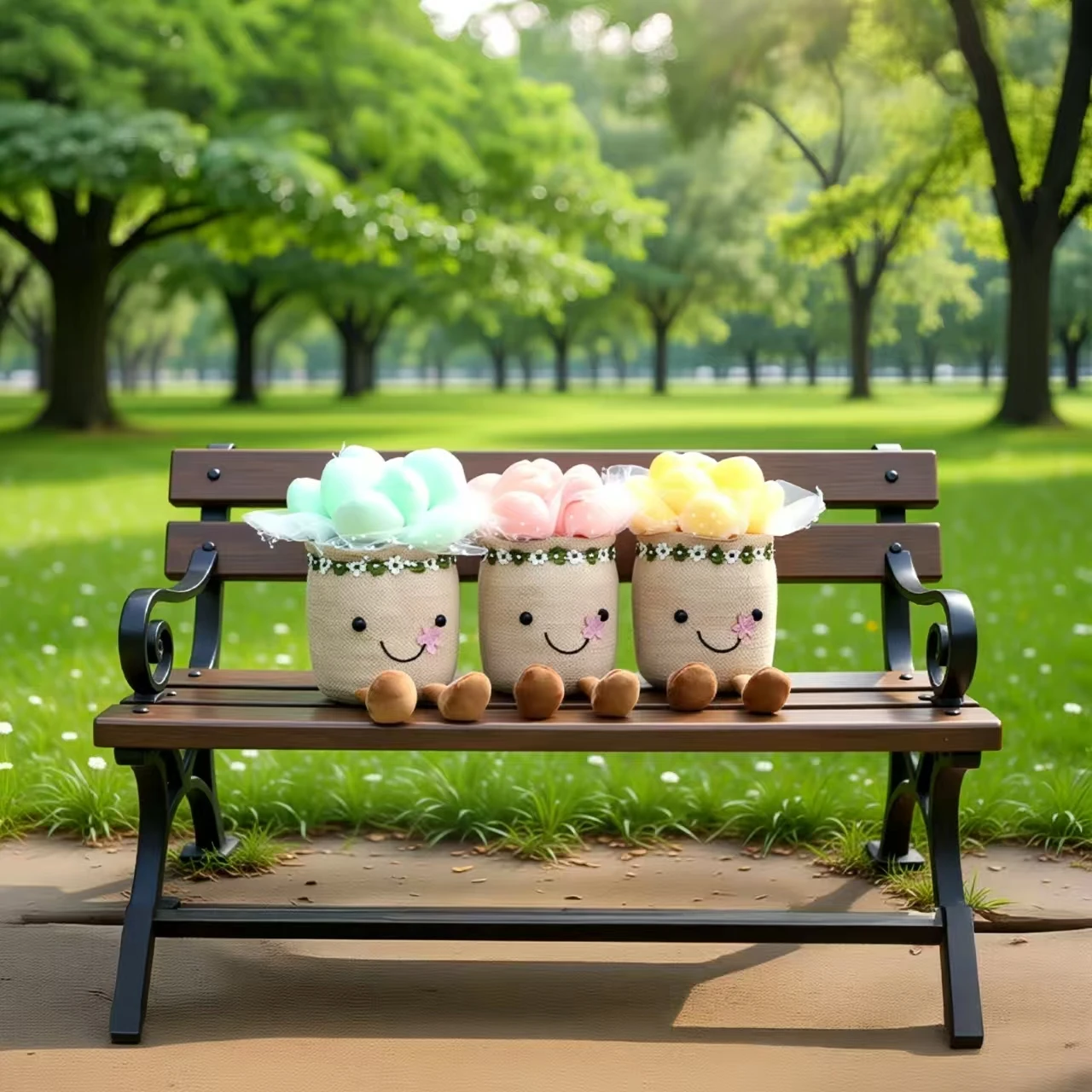 دمية قطيفة عصارية لطيفة مقلدة بتصميم جديد، لعبة محشوة نباتية رائعة بوعاء، وسادة باقة زهور ناعمة منفوشة محمولة باليد #3