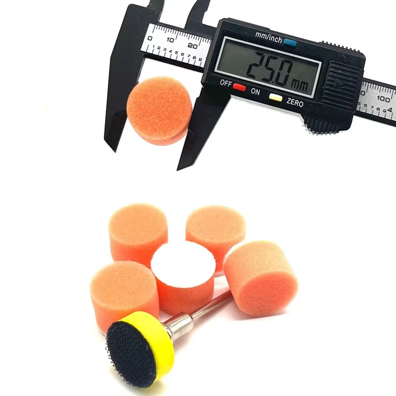 11 Pcs Mini Car Foam Drill Polishing Pad Kit Hook and Loop 1 Inch 25mm Detail Sponge Wool Waxing Buffing Pads with Backer