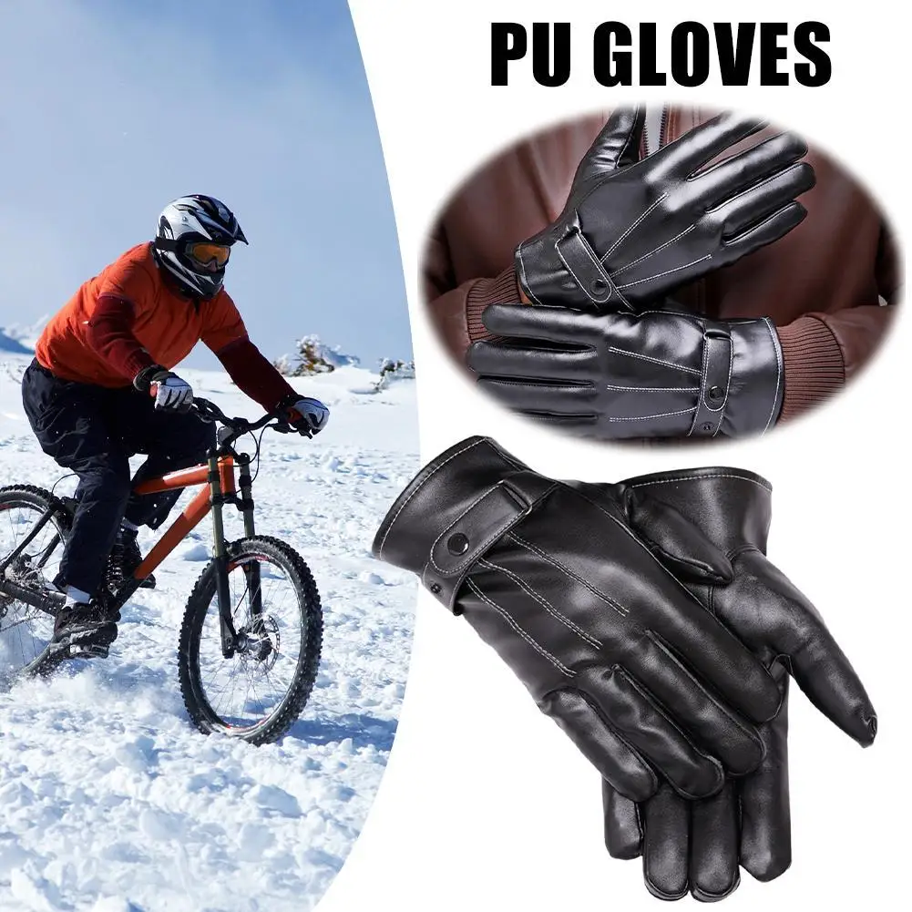 Winter Gloves For Men Leather Gloves Tactical Touchscreen Fleece Keep Warm Waterproof Driving Male Snowboard Outdoor Sport Glove