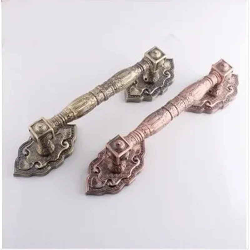 365mm Wooden Glass Door Pulls antique copper  Door Handles Bronze ZInc Alloy Home Ktv Hotel Big Gate Door  Handles europen style