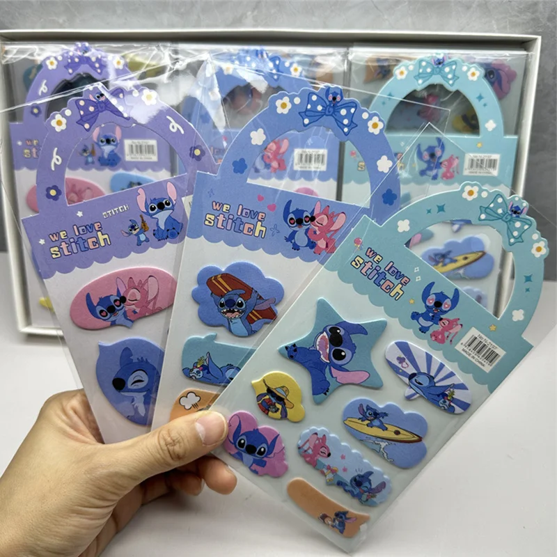 12/48pcs Disney Stitch portable sticky notes anime cute Lilo and Stitch N times stickers student key mark index sticker gift