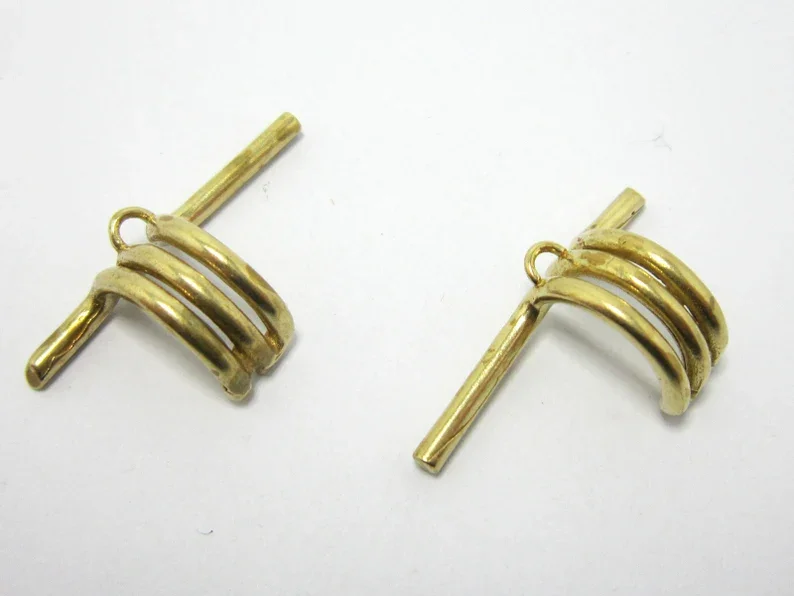 6pcs Brass Spiral Charm, Triple Thick Wire Pendant, Half Round Earring Charm, 28.7x15.9mm, Jewelry Making - R873