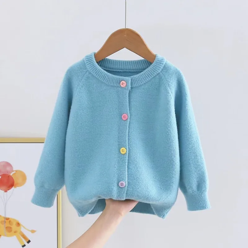 UNITIM 2026 Herbst Winter Kinder Mädchen Pullover Ins 2-10 Jahre Kinder Mädchen Vielseitige Strickjacke Bunte Knöpfe Junge Teenager Mädchen Mantel – Detail 8
