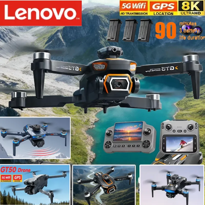 

Дрон Lenovo 8K с камерой M6 GT8 GT50 GT5, WiFi, радиоуправляемый квадрокоптер с функцией обхода препятствий, двойной FPV, мини-дрон-игрушка