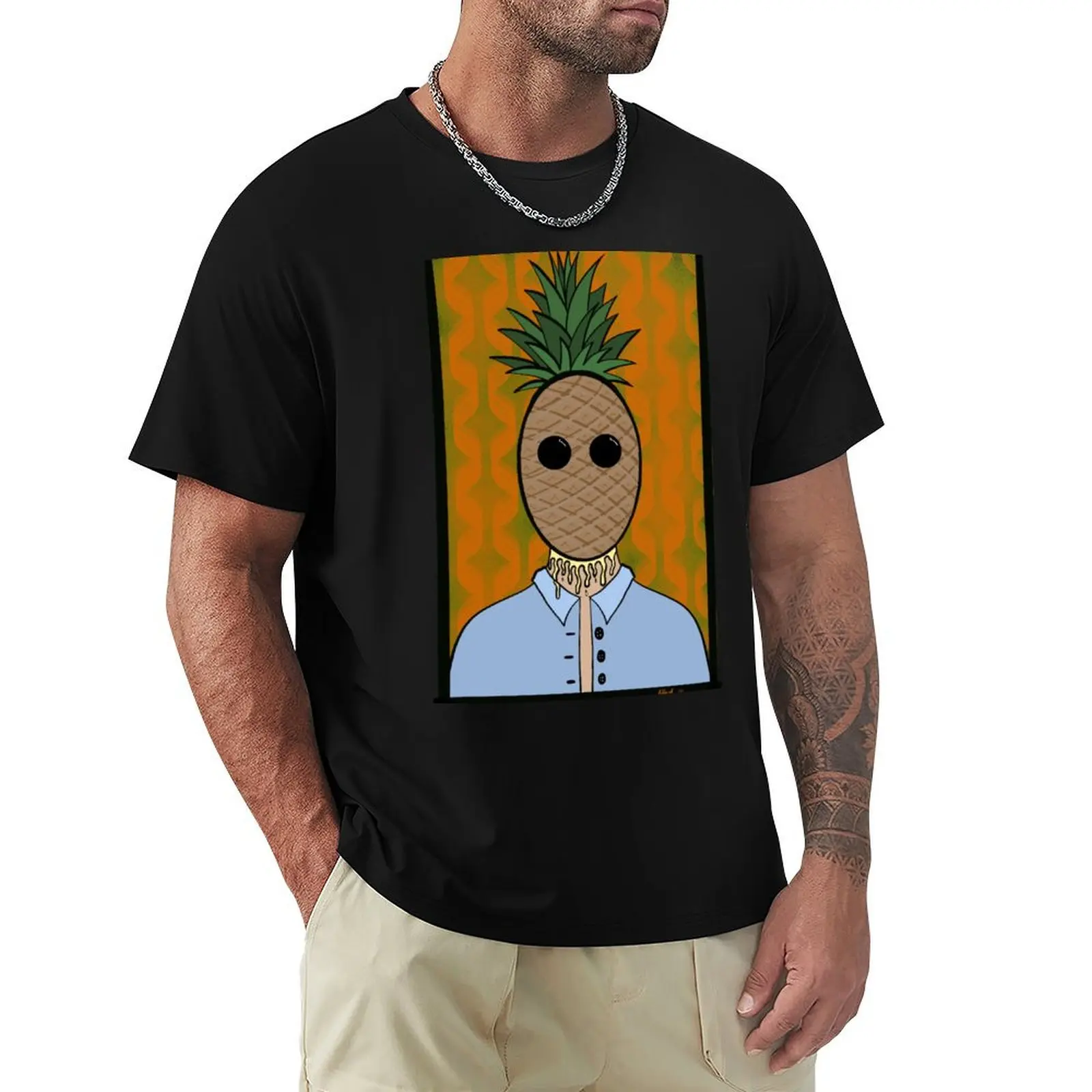 Pineapple Head from Glass Animals T-Shirt Active Wear Sports T-Shirt for Men