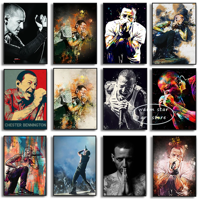 Pop Chester Bennington Music Band Singer Star Canvas Painting Wall Art Picture Painting Poster Prints Room Home Decor Fan Gift