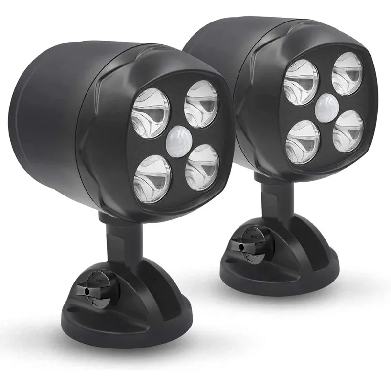 LED Human Sensing Outdoor Wall Light Waterproof Lighting Battery Powered Rotating Projection Flood Wall Light Courtyard