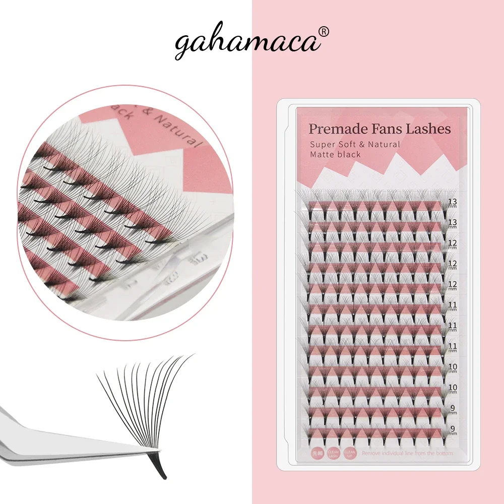 

GAHAMACA Premade Volume Fans Eyelashes Pre Made Thin Pointy Base Roots Individual Soft Lash Extensions