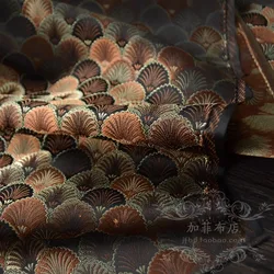 Scallop Flower Weaving Brocade Jacquard Fabric Traditional Patterned Diy Embroidery Pure Polyester Wholesale Cloth Per Meter
