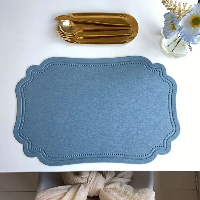 Irregular Tableware Pad Placemat Table Mat for Kitchen Dining Nordic Imitation Leather Insulation Waterproof Non-Slip Place Mats