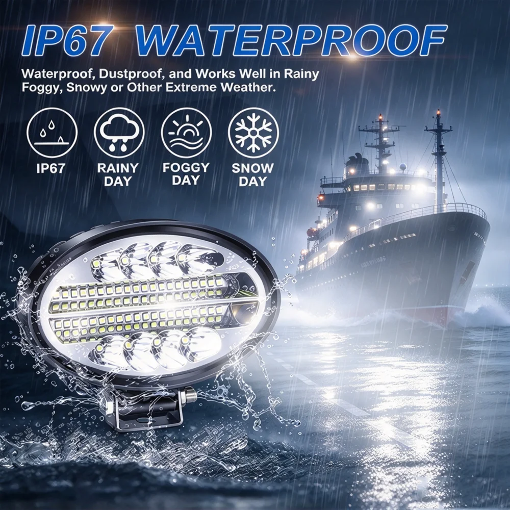 2Pcs DC12-60v 144W Bright White LED Light Pods Boat Deck Spot Flood Combo, T-top Stern Ponton Yacht Sailboat Deck Dock Lighting,