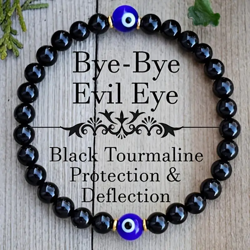 Black Tourmaline Protection Beaded Bracelet Healing Stress Relief Bracelet For Women Men