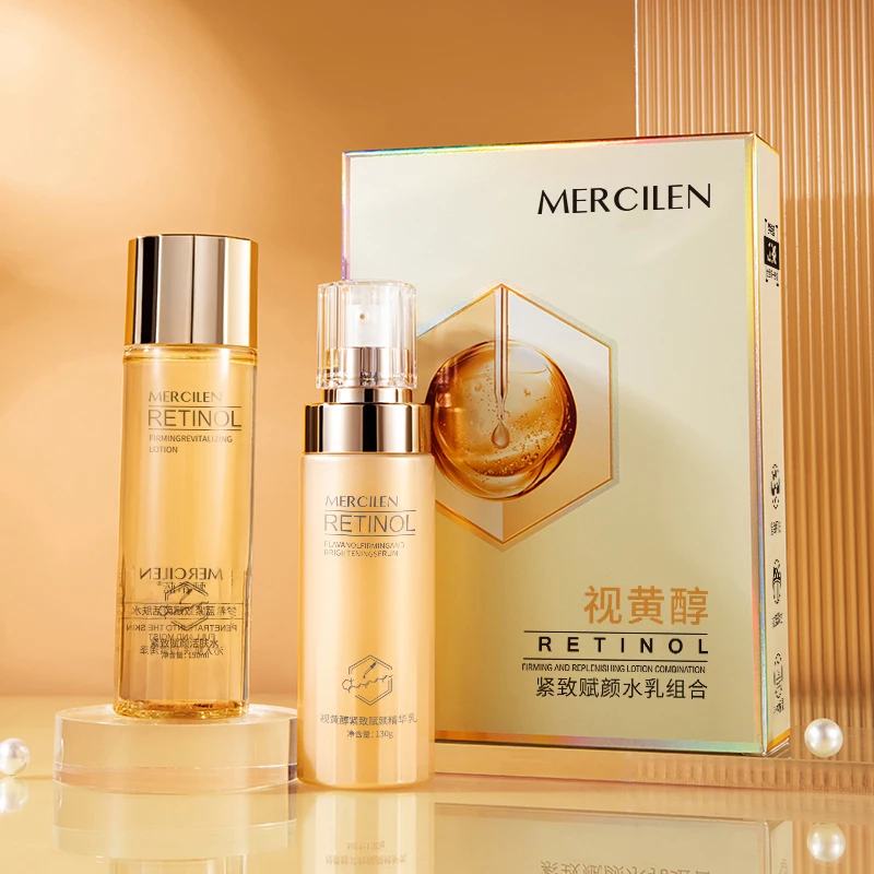 Mercilen Retinol Water-Lotion Combination Set 150Ml+130G, Daily Skincare Set, Rich in Hyaluronic Acid and Niacinamide, Brightening and Firming Care for Sensitive Skin, Premium Gift Box, Ideal Holiday Gift for Friends or Mothers