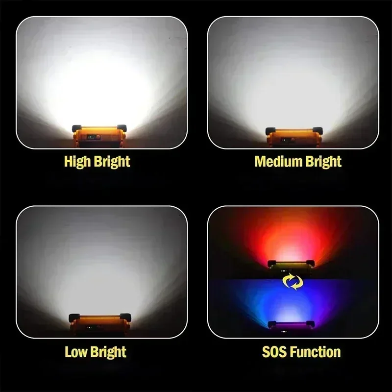 Ultra Bright LED พลังงานแสงอาทิตย์ Floodlight USB ชาร์จ Camping โคมไฟกันน้ํากลางแจ้งแบบพกพา Searchlight Spotlight โคมไฟน้ําท่วม