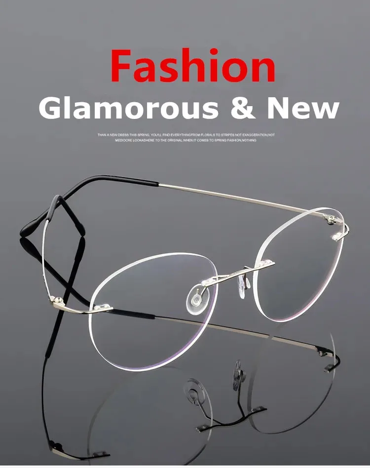 Randlose Photochrome Myopie‑Brille Titanlegierung Rund Männer Frauen Rezeptbrille Sonnen‑Farbwechsel Für Draußen – Detail 3