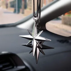 Car Ornament Metal Compass Guide Star  Ins Lover Rearview Mirror Hanging Pendant Creativity Zinc Alloy Sanskrit Chain Decoration