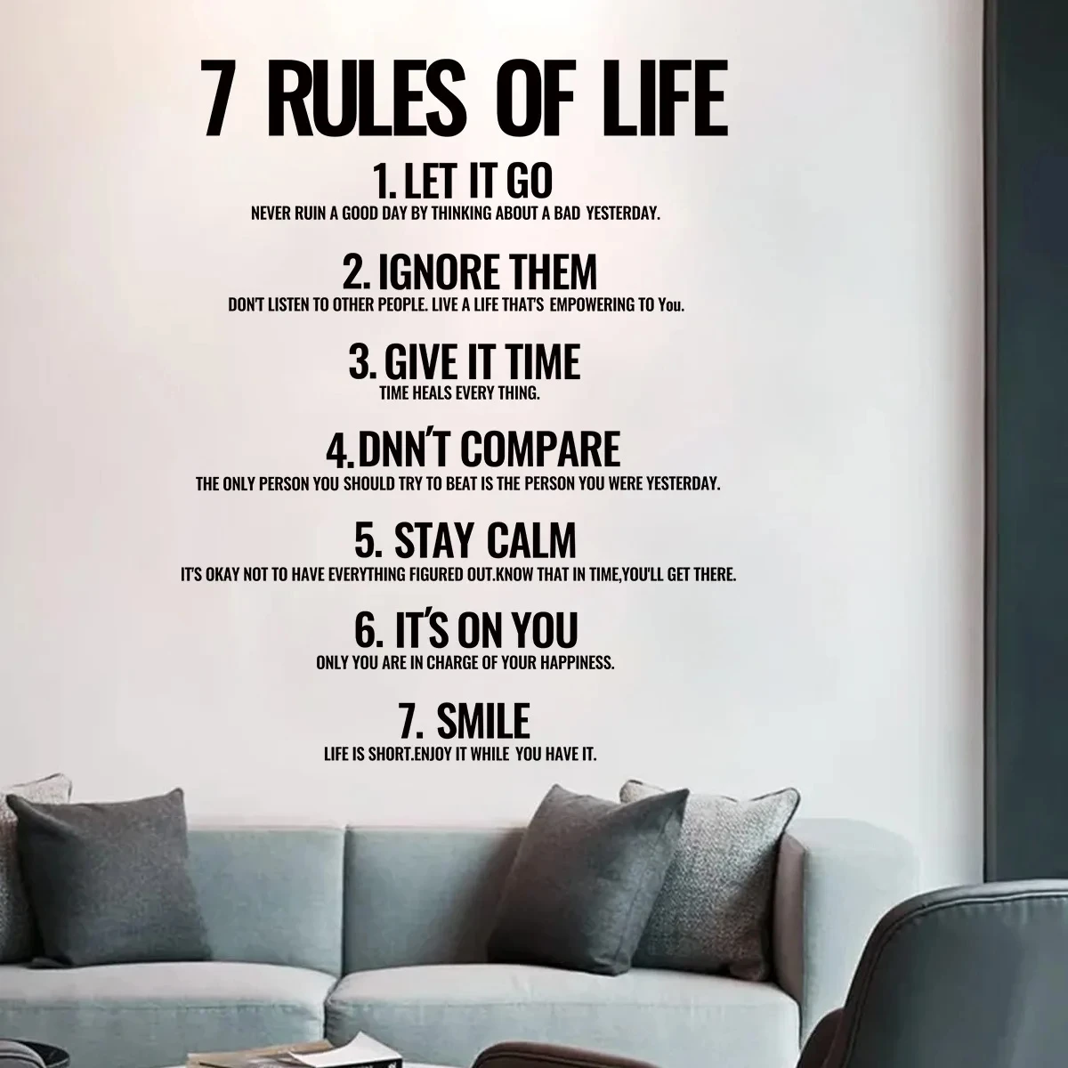 Seven English Rules Regulations For Daily Life Wall Stickers Kids Room Door Study-room Home Decoration Decal Poster Wallpaper