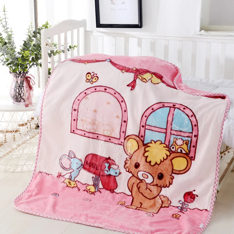 Cartoon Print Baby Blanket Spring Autumn Winter Plush Kindergarten Nap Blanket Soft Newborn Thickened Warm Blanket Baby Bedding