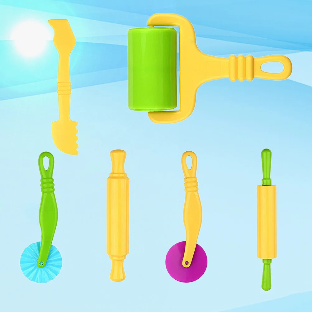 6Pcs Multifunctional DIY Handheld Roller Plastic Clay Tool for Kids Craft Pottery Smoothing Flattening Educational Gift