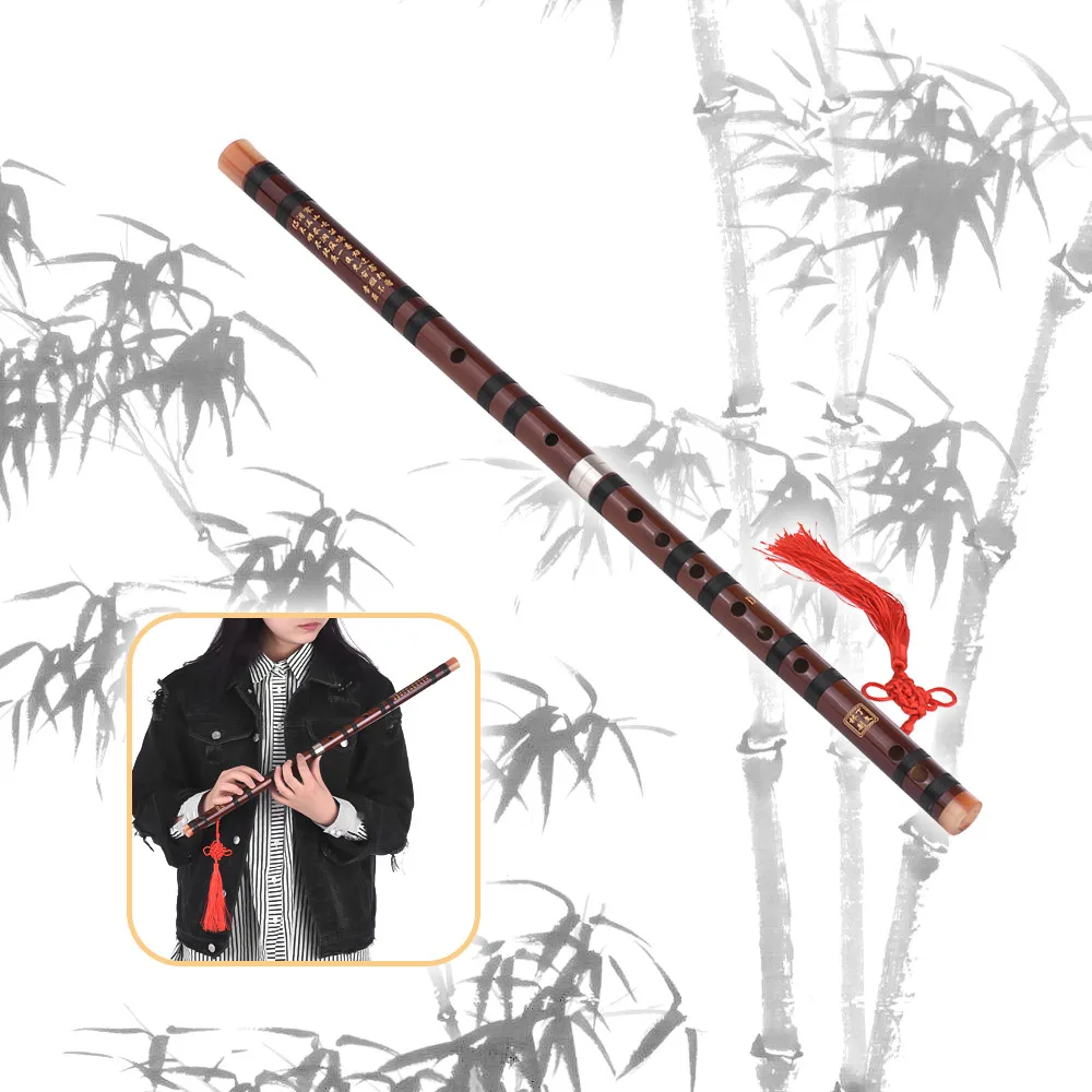

D Key Chinese Traditional Instrument Dizi Bitter Bamboo Flute with Chinese Knot for Beginners